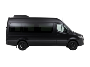 Black Mercedes-Benz Sprinter VIP Minibus Side View - Morocco Luxury Taxi